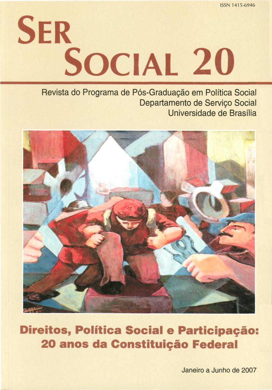 					Visualizar n. 20 (2007): Direitos, Política Social e Participação: 20 anos da Constituição Federal
				
