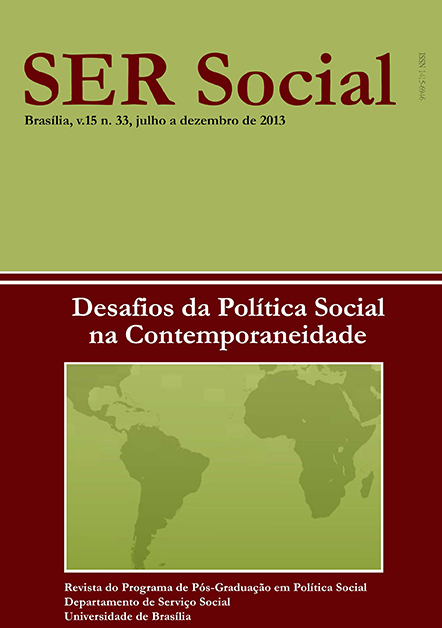 					Ver Vol. 15 Núm. 33 (2013): Desafios da Política Social na Contemporaneidade
				